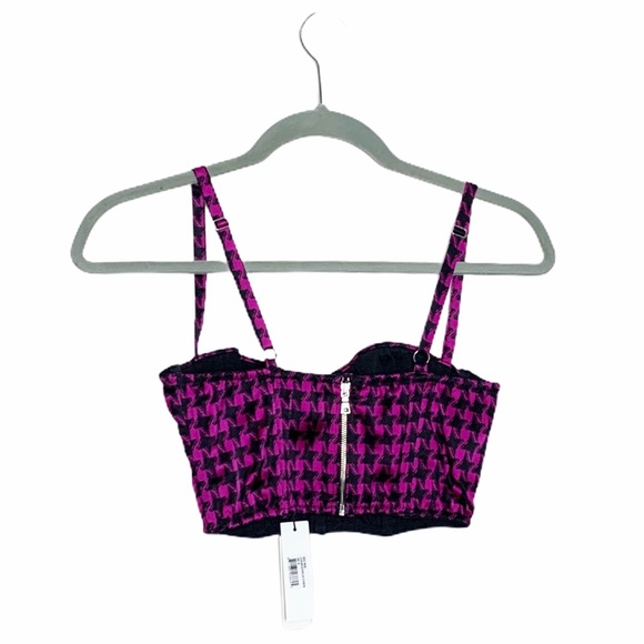 Fleur du Mal Houndstooth Bustier in Bougainvillea - Picture 4 of 7